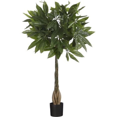 Plante Artificielle Pachira d'Intérieur Tronc en Bois Véritable Tressé Vert H80 x Ø60 cm - PANGIVO (1/5)