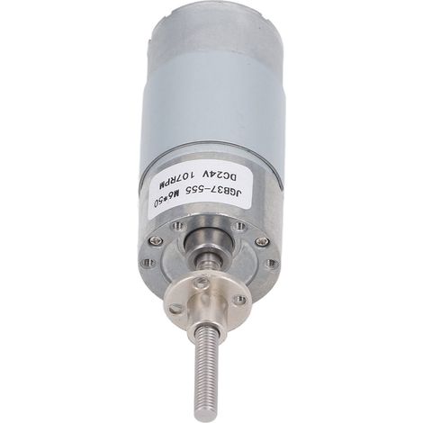 24-V-Gleichstrom-Getriebemotor mit hohem Drehmoment, reversibles, selbsthemmendes Schneckengetriebe, M6x50-mm-Welle mit Flansch, 107 U/min, robuster Mikrogetriebemotor (1/5)