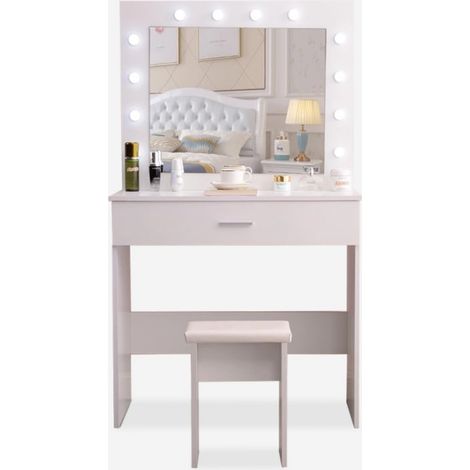 Mobile postazione trucco specchio con lampadine LED sgabello Gaia (1/5)