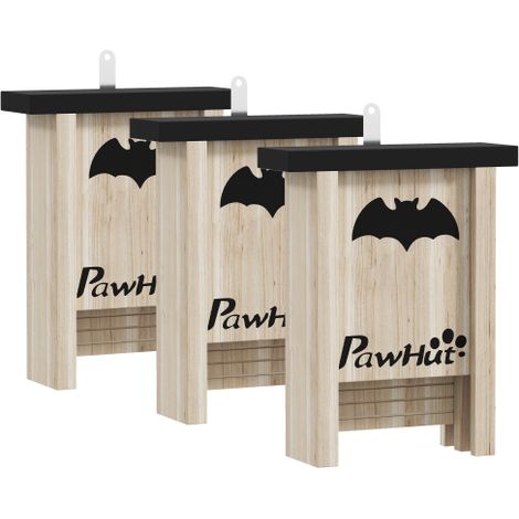 Set di 3 casette per pipistrelli, adatte a giardini, frutteti e fattorie, facili da appendere, con dimensioni di 18 x 6 x 22,5 cm, per installazione in loco. (1/5)