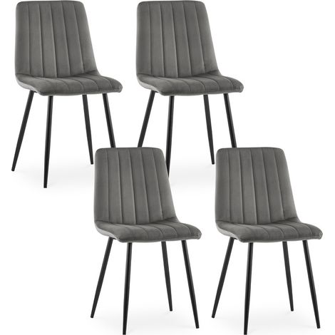 Dining Chairs Set of 4 Velvet Upholstered Kitchen Counter Chair with Backrest and Sturdy Metal Legs, Lounge Reception Chairs for Living Bedroom Grey (1/5)