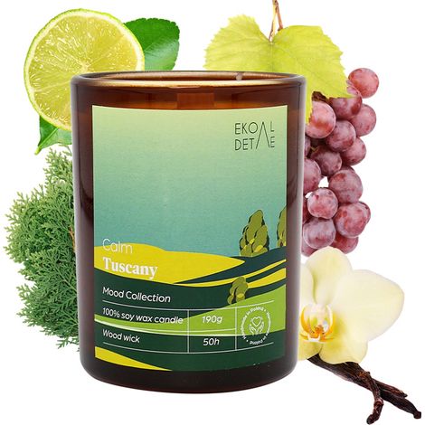 Vela de soja Calm Tuscany - bergamota, uvas, jazmín 190 g ecoDetalles (1/5)