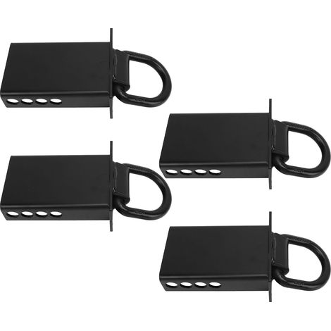 Lot de 4 anneaux en D pour fixation de ridelles, noirs, amovibles et robustes, pour remorques utilitaires, plateaux et camions cargo avec goupille d'attelage (1/5)