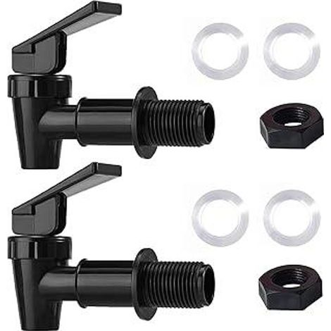 Robinet de récupération d'eau de pluie HINING, pic à eau en plastique sans BPA, robinet de rechange adapté aux boissons chaudes et froides, fûts de bière, verres, café, jus, fontaines à eau (2 noirs)