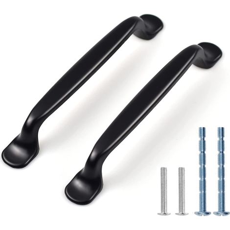 Lot de 12 poignées de cuisine noires, poignées de placard, poignées de tiroir avec vis de 2 tailles, parfaites pour les meubles de chambre et de salon (128 mm) (1/5)