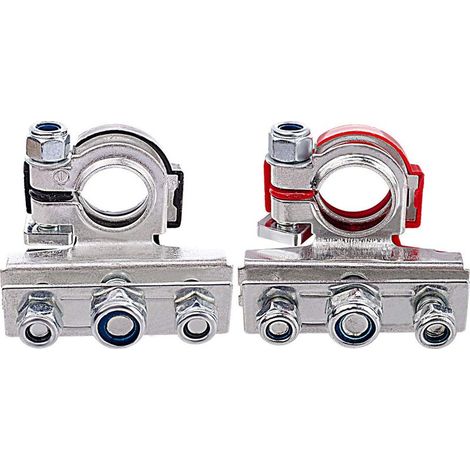 Conectores de terminales de batería de 3 vías, terminales superiores para batería, placa de cobre, positivo y negativo, para uso en automóviles, barcos y furgonetas. (1/5)