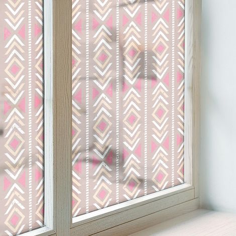 Film Dépoli pour Fenêtre 100x100 cm Vitrail Collés sur le Verre Décoratif Adhésif pour Chambre Cuisine Salle de Bain PVC Protection Losanges ethniques (1/5)