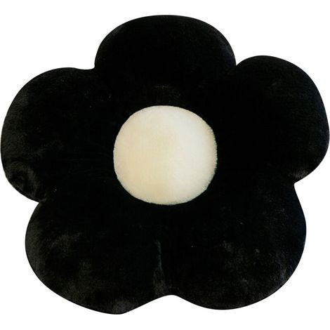 Cojín decorativo suave y bonito con forma de flor para sofá, dormitorio y sala de estar - 50 cm, negro (1/5)