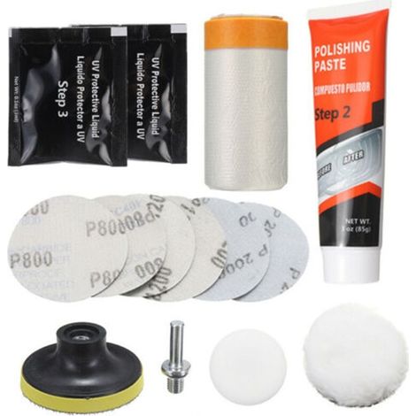 Kit de Restauration de Phare de Voiture, Polissage des phares de Voiture pour restaurer Les phares Nuageux, Restaurateur de Phare jaunâtre ou usé (1/5)