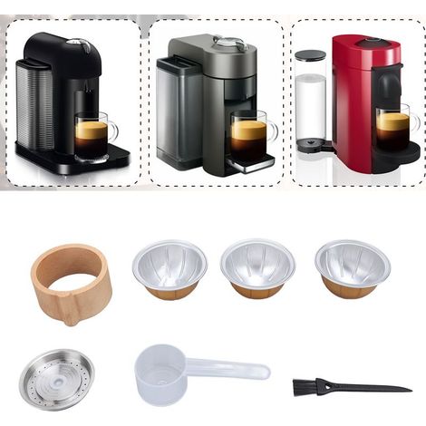 Capsule Café Réutilisable Kit Vertuo avec Couvercle, Scoop et Brosse pour Machine Nespresso (1/5)