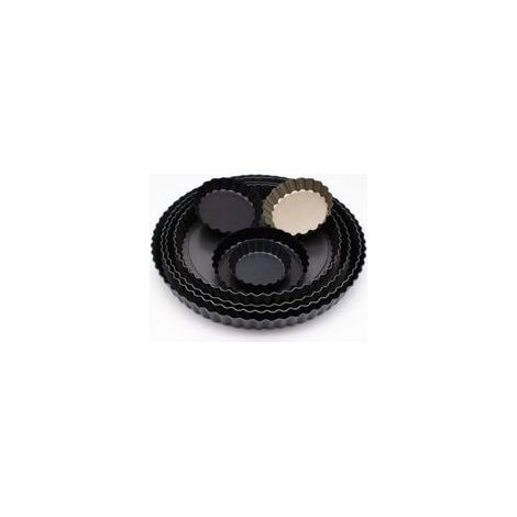 12cm Petit Tarteform avec Hebeboden Mini fine tartelette Ramequins Bonne Revêtement anti-adhésif Moule à Tarte Set de 4-Noir (1/5)