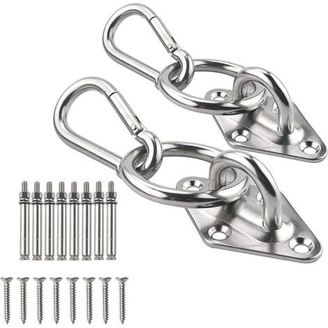 Kit suspension hamac – Mousqueton M8, inox 304 – Supporte 362 kg – Résistant intempéries (1/5)