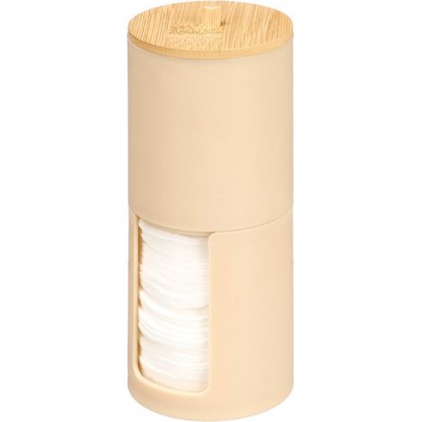 Contenitore per dischetti di cotone, coperchio in bambù, beige (1/5)