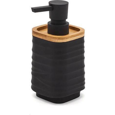 Dispenser sapone da appoggio nero in abs e bambù Wave (1/5)