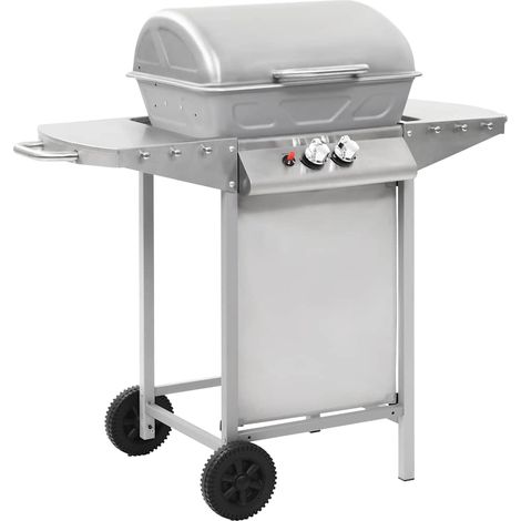 vidaXL Barbecue à gaz avec 2 zones de cuisson Acier Argenté
