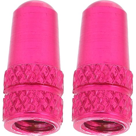 2 pièces Bouchons de Valve Presta pour Vélo, Capuchons Antivol en Aluminium, Protections Valve pour Pneus de Bicyclette Rouge Rose (1/5)