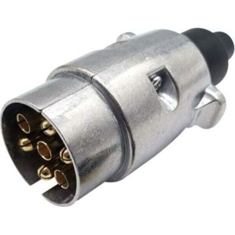 Prise de remorque mâle 7 Broches métal, Prise attelage 7 Broches Metal,connecteur Electrique 7 Broches Etanche pour remorque,12V fiche remorque 7 Broches métal (1/4)