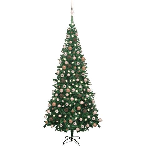 Árbol de Navidad artificial con luces y bolas verde 240 cm vidaXL (1/5)