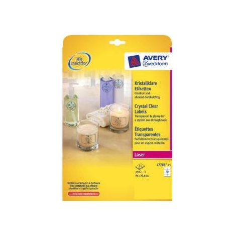 Etichette lucide Avery invisibili 96x50.8mm 25fogli [L7783-25] (1/2)