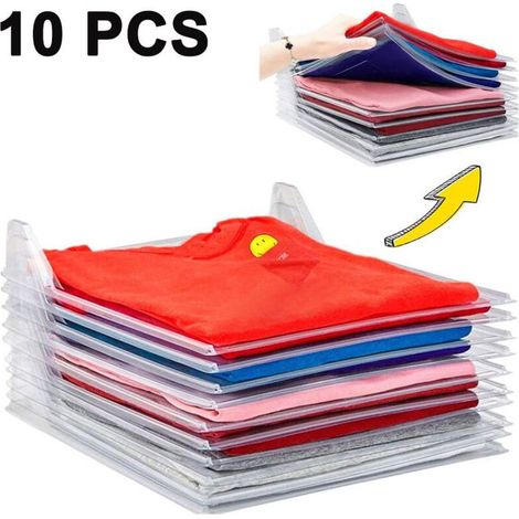 Lot de 10 panneaux pliables pour penderie, organisateurs de t-shirts et de documents empilables - (1/4)
