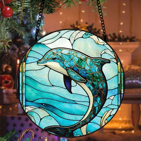 Attrape-soleil libellule vitrail 9 cm décoration fenêtre suspendue animal lumineux cadeau femme (1/5)