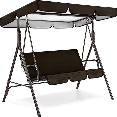 Toile De Balancelle,210D Outdoor Swing Couverture éTanche,Toit De BalançOire RemplaçAble (Couvercle SupéRieur Pivotant),Convient pour Le Jardin-Noir-24918518Cm (1/5)