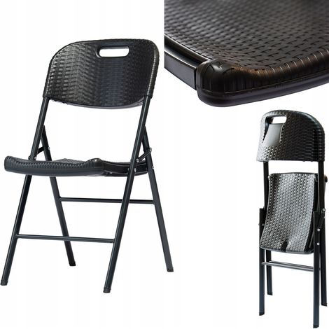 SEDIA PIEGHEVOLE, GIARDINO, CATERING, UFFICIO, RATTAN, NERO
