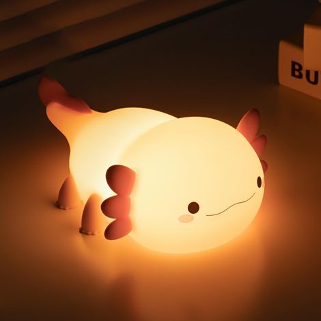 Veilleuse pour enfants, Lampe de nuit en silicone pour enfants, lampe de table rechargeable, lampe de chevet, veilleuse décorative pour chambre à coucher, salon, salle à manger (Axolotl) (1/5)