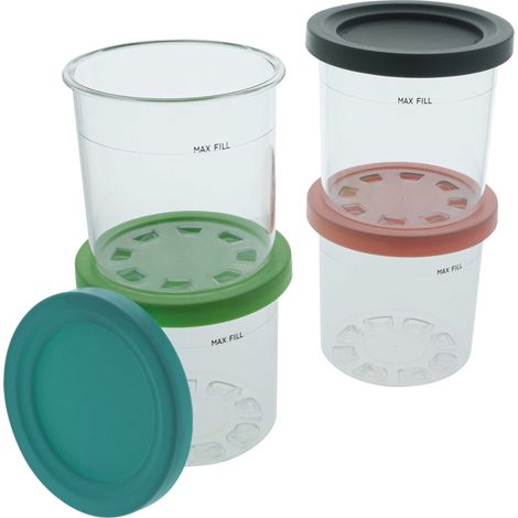 vhbw 4x contenitore 473 ml compatibile con Ninja CREAMI NC301, NC300EU, NC300 gelatiera - vasetto con coperchio, senza BPA, lavabile in lavastoviglie (1/4)