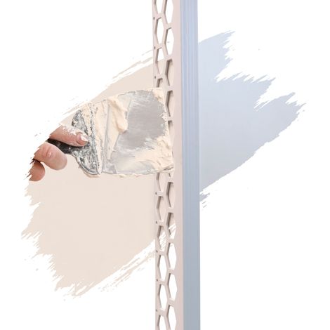 PVC Abschlussprofil, Abschlussleiste, Kantenschutz 2,5m Weiß, Putzschienen aus hart PVC, für Innen- & Außenputz - 40 x 14mm (1/5)