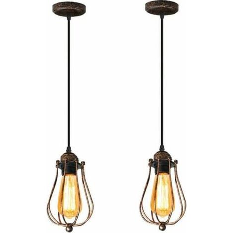 Vintage industriell hänglampa 2 lampor Retro lampa för kaffehus Loft Kök Vardagsrum och hotellrum (Rost) (1/5)