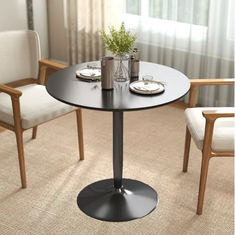 REDOM mesa de comedor redonda (80x80x75 cm), diseño que ahorra espacio, base antideslizante, MDF y acero negro (1/5)