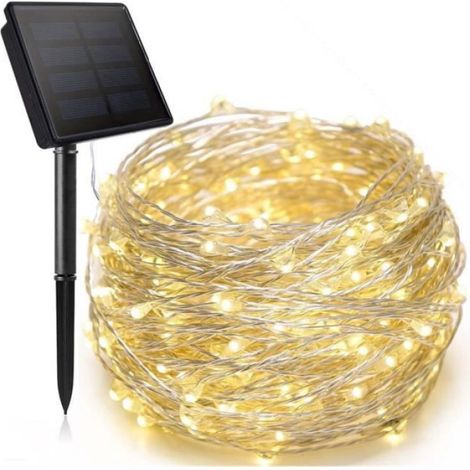 Guirlande lumineuse solaire extérieure - - 300LED 32m - IP65 étanche - 8 modes - Blanc chaud (1/4)