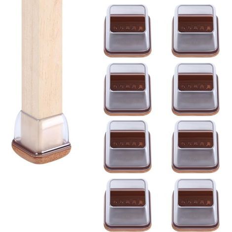 8 pièces Protection Pied de Chaise Silicone,Petit Patin de Chaise,Protections de Sol en Silicone Transparent pour Pieds de Chaise avec Patins en Feutre(14-19mm) (1/5)