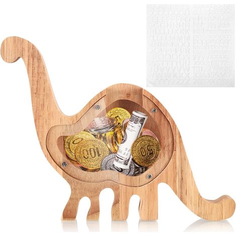 1 Tirelire Dinosaure, Bois, Design Mignon, Robuste, Décoration Chambre Enfant (1/5)