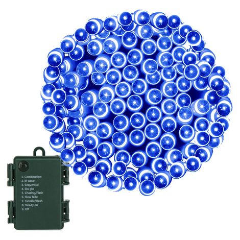Luces de Navidad 100 LED a batería en color azul con programador.