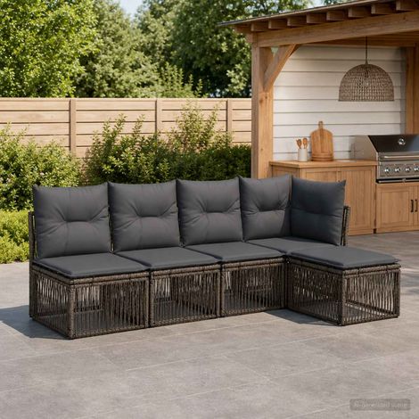 Set Divano da Giardino 5 pcs Grigio polyrattan vidaXL (1/5)
