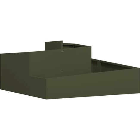 Cache-pot de jardin rectangulaire moderne extérieur 100 x 100 x 50 cm en métal vert olive (1/5)