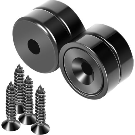 Aimants de 20 mm de diamètre, parfaits pour mur en bois, tableau blanc, porte, maison, cuisine, bureau (noir, 4 pièces) (1/5)