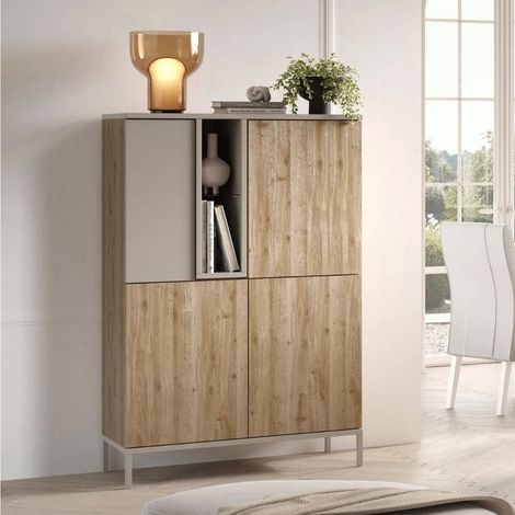 Mobile contenitore 4 ante doppio colore cashmere e rovere cadiz Brando 110x43x150H (1/5)