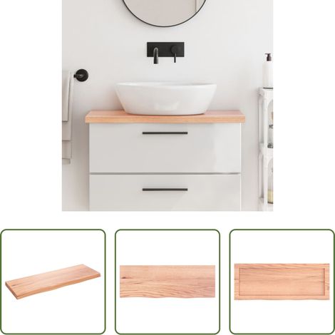 vidaXL Plan de travail de salle de bain - Comptoir de salle de bain marron 80x30x(2-4) cm bois traité (1/5)