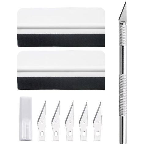 Lot de 8 raclettes en vinyle pour voiture - Raclette et coupe-papier peint en plastique de 10 cm - Kit d'application de film teinté pour voiture, film de fenêtre (1/5)