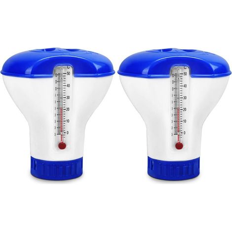 Distributeur de chlore flottant, chlore flottant avec thermomètre, flotteur chimique réglable (2 pièces) (1/3)