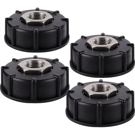 Adaptateur IBC S60X6, Accessoires pour réservoir IBC, 1" Filetage extérieur avec 1/2" Filetage intérieur, Raccord pour tuyau en acier inoxydable, Robinet à soupape, 4 pièces (1/5)
