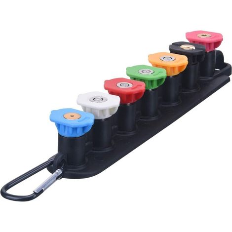 1 Ensemble Embouts Nettoyeur Haute Pression, 7 Buses, Connexion Rapide 1/4", Support Caoutchouc, 4000 PSI, Jardin Garage (1/5)