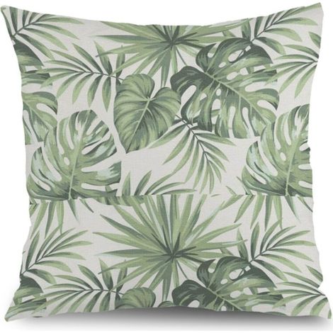 Housse de coussin plantes fleurs papillon, décoration salon élégant,45×45cm (1/5)