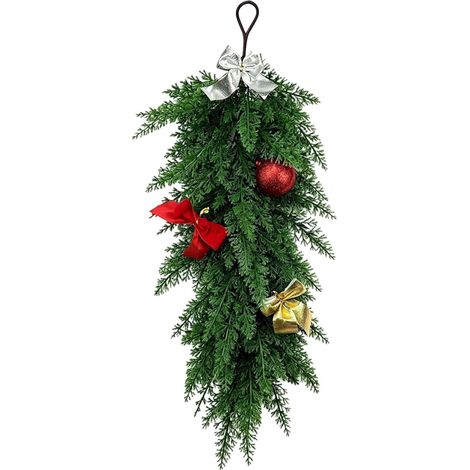 Décorations de Noël pour porte d'entrée, fausse verdure, décoration de jardin pour cheminée pendant les fêtes (1/5)