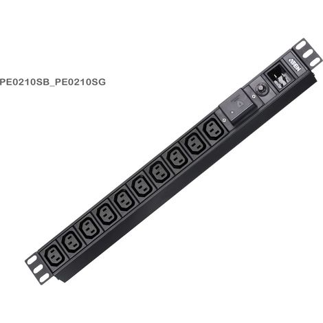 Unità di distribuzione dell'alimentazione (PDU) ATEN PE0210SG con 10 prese, formato 1U, colore nero. (1/2)