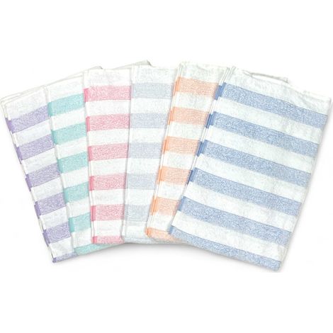 Set Asciugamani Bagno in Cotone Rigati 60x100 e 40x60, 6 Pezzi, 350 gr/mq, Colori unici, Made in Italy, Assorbenti e Morbidi Cm. 40x60