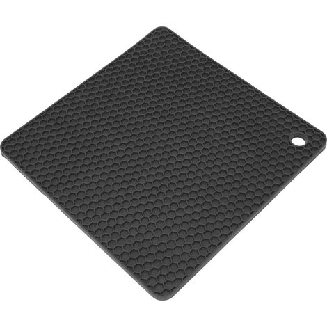 Tapis en silicone antidérapant pour bol à cire, forme carrée, épais et isolant thermique - Noir (1/5)